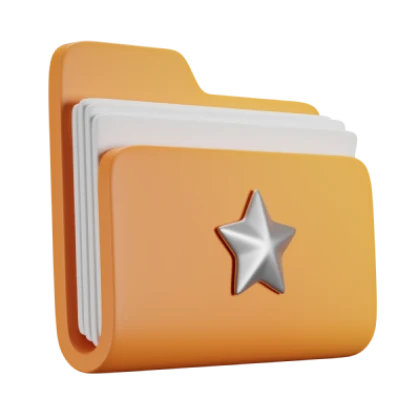 An orange 3D folder with a silver star, from the original 3dicons collection